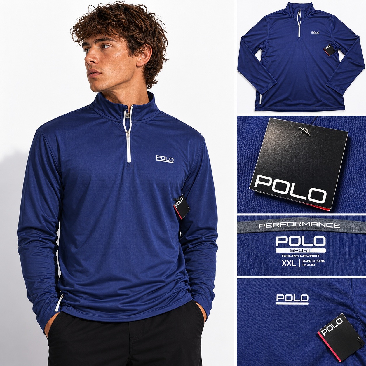 Ralph Lauren Polo Sport Pullover Mens Xxl Blue Performance Quarter Zip Gorpcore